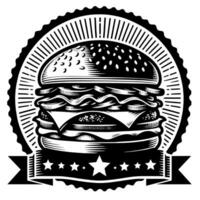 zwart en wit illustratie van een smakelijk gegrild cheeseburger vector