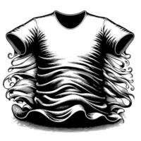 zwart en wit illustratie van een wit t-shirt vector