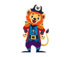tekenfilm leeuw dier piraat of gezagvoerder karakter vector