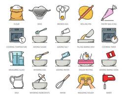 kleur huis bakkerij of gebakje pictogrammen, Koken symbolen vector