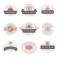 sushi restaurant logos reeks illustratie. vector