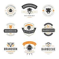 rooster restaurant logos en badges reeks illustratie. vector