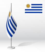 Uruguay vlag Aan vlaggenmast voor registratie van plechtig evenement, vergadering buitenlands gasten. nationaal onafhankelijkheid dag van Uruguay. realistisch 3d Aan wit vector