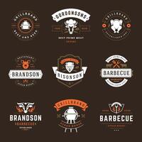 rooster restaurant logos en badges reeks illustratie. vector