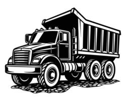 kipper vrachtauto illustratie illustratie zwart en wit vector