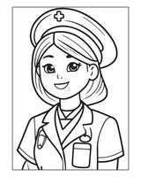 verpleegster kleur Pagina's, vrij verpleegster , verpleegster illustratie, verpleegster zwart en wit vector