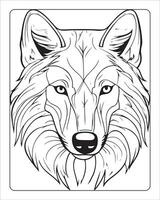 wolf kleur Pagina's, wolf illustratie, wolf kunst, zwart en wit vector