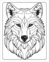 wolf kleur Pagina's, wolf illustratie, wolf kunst, zwart en wit vector