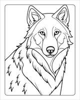 wolf kleur Pagina's, wolf illustratie, wolf kunst, zwart en wit vector