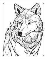 wolf kleur Pagina's, wolf illustratie, wolf kunst, zwart en wit vector