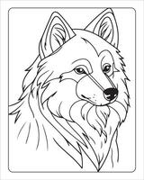 wolf kleur Pagina's, wolf illustratie, wolf kunst, zwart en wit vector