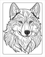 wolf kleur Pagina's, wolf illustratie, wolf kunst, zwart en wit vector