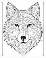 wolf kleur Pagina's, wolf illustratie, wolf kunst, zwart en wit vector