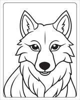 wolf kleur Pagina's, wolf illustratie, wolf kunst, zwart en wit vector