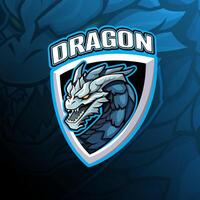 draak mascotte logo ontwerp voor insigne, embleem, esport en t-shirt het drukken vector