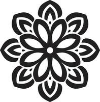 zenit van zen mandala beeltenis elegant zwart patroon heelheid fluisteren monochroom mandala embleem met vector