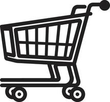 markt melodie strak zwart met boodschappen doen trolley kar couture monochromatisch boodschappen doen trolley in zwart vector