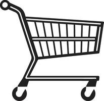 kleinhandel elegantie monochromatisch beeltenis zwart boodschappen doen trolley in trolley tango met strak zwart boodschappen doen kar vector