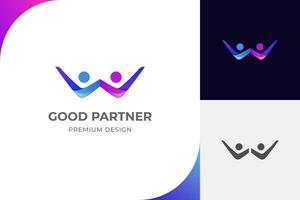 mensen succes of partner logo icoon ontwerp met checklist gelukkig menselijk grafisch illustratie symbool voor zakenman logo vector