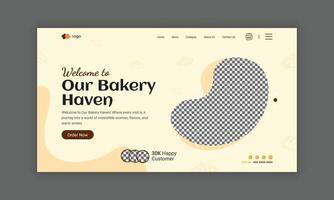 website landen bladzijde voor bakkerij winkel, huis bladzijde ui ontwerp voor bakkerij producten, website banier ontwerp, website held sectie sjabloon vector