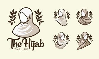 moslim vrouwen hijab mode logo set, hijab winkel logo verzameling vector