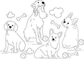 schets zwart en wit hond tekening kleur bladzijde voor kinderen vector