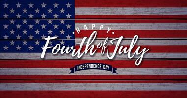 4e van juli onafhankelijkheid dag van de Verenigde Staten van Amerika achtergrond illustratie met wijnoogst Amerikaans vlag en typografie belettering. vierde van juli nationaal viering ontwerp voor banier, groet kaart vector