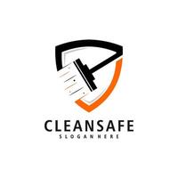 veilig schoonmaak logo ontwerp illustratie vector