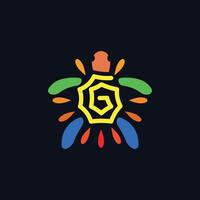 kleurrijk zon schildpad lijn kunst logo vrolijk ontwerp vector