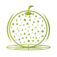 groen appel of druif fruit met blad vlak icoon en logo ontwerp vector