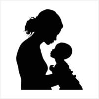 mam en baby silhouet zwart en wit vector