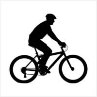 fietser en fiets silhouet zwart . vector