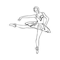 doorlopend lijn kunst tekening. ballet danser ballerina. illustratie silhouet van een danser vector