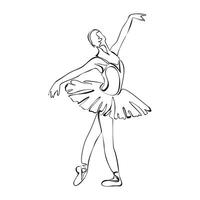 doorlopend lijn kunst tekening. ballet danser ballerina. illustratie silhouet van een danser vector