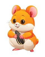 schattig hamster Holding zonnebloem zaad tekenfilm illustratie geïsoleerd Aan wit achtergrond vector