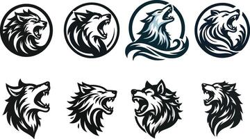 illustratie van brullen wolf logo reeks vector