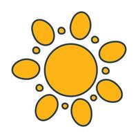 groovy tekenfilm zon in y2k stijl. hand getekend zonneschijn illustratie, icoon, element, sticker, symbool vector