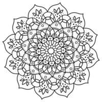 bloemen mandala met lijn, circulaire vorm geven aan, tekening met natuurlijk thema, kleur boek bladzijde vector