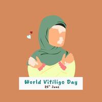 illustratie een hijabi vrouw omarmen eigenliefde en vitiligo Aan haar huid vector