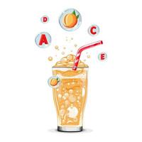 gezond oranje perzik zuurstof cocktail met lucht bubbels. geïsoleerd illustratie Aan wit achtergrond. zomer drinken voor vlak ontwerp van kaarten, folder, banier, presentaties, logo, uitverkoop, poster vector