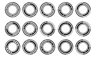 reeks van sci fi zwart cirkel gebruiker koppel elementen technologie futuristische ontwerp modern creatief Aan wit achtergrond vector