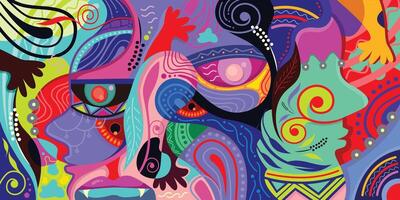 kunst abstract achtergrond banier etnisch met kleurrijk ontwerp vector