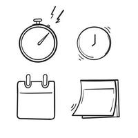 verzameling van stopwatch, kalender, klok symbool te koop countdown badges icon, business limited special promotions.hand getrokken doodle vector