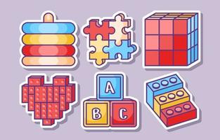 verzameling puzzelstickers voor kinderen: vector