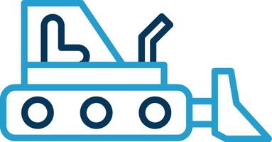 bulldozer lijn blauw twee kleur icoon vector