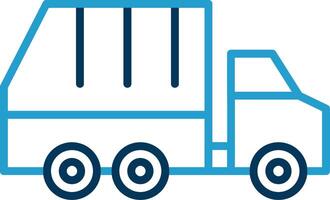 vuilnis vrachtauto lijn blauw twee kleur icoon vector