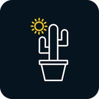 cactus lijn rood cirkel icoon vector