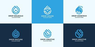 set van drop-logo-ontwerp, combinatie-logo vector