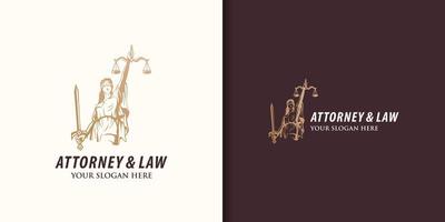 godin van justitie, advocaat en wet logo-ontwerp vector