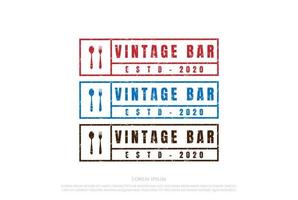 rechthoek rustiek stempel bar restaurant logo ontwerp vector